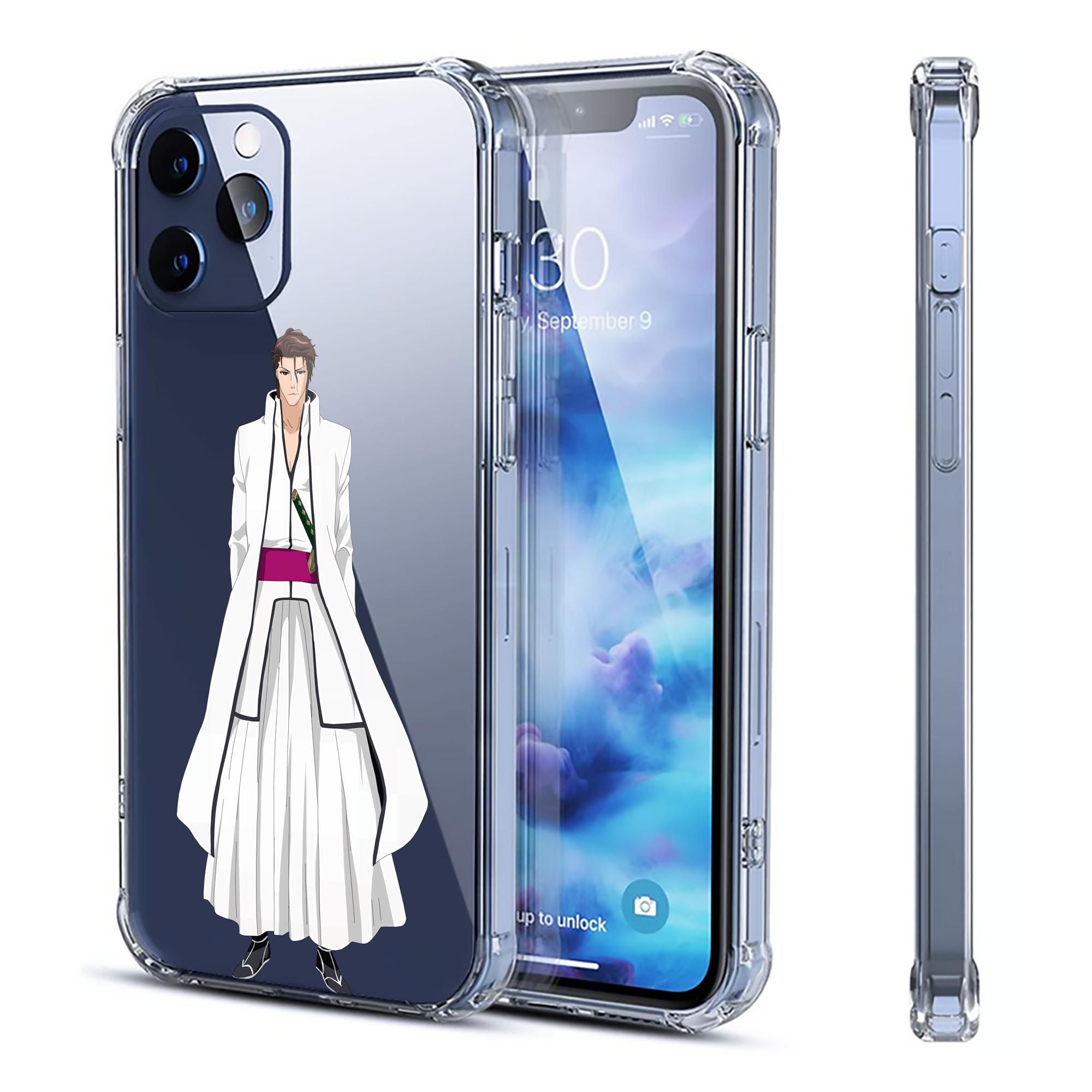 （画像用） ブリーチ 藍染 惣右介（あいぜん そうすけ） BLEACH Aizen Sousuke 【iPhone 12シリーズ対応】透明スマホケース（クリアソフトケース）